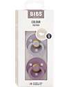 BIBS Colour Pacifier - Anatomical Nipple in Latex - Set of 2 - Fossil Grey and Mauve - BPA & PVC Free Dummies & Soothers