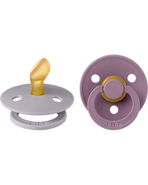 BIBS Colour Pacifier - Anatomical Nipple in Latex - Set of 2 - Fossil Grey and Mauve - BPA & PVC Free Dummies & Soothers