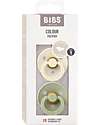 BIBS Colour Pacifier - Anatomical Nipple in Latex - Set of 2 - Ivory and Sage - BPA & PVC Free Dummies & Soothers