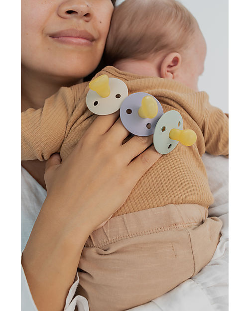 BIBS Colour Pacifier - Anatomical Nipple in Latex - Set of 2 - Ivory and Sage - BPA & PVC Free Dummies & Soothers