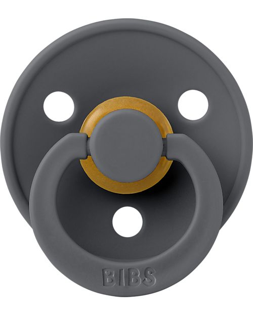 BIBS Colour Pacifier - Anatomical Nipple in Latex - Set of 2 - Sand and Iron - BPA & PVC Free Dummies & Soothers