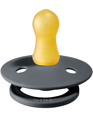 Bibs Colour Pacifier - Iron - Natural Rubber Teat - Made in Denmark - with Light Round Shield - BPA & PVC Free Dummies & Soothers