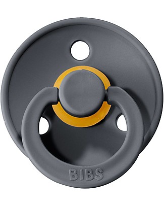 Bibs Colour Pacifier - Iron - Natural Rubber Teat - Made in Denmark - with Light Round Shield - BPA & PVC Free Dummies & Soothers