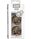 BIBS Colour Pacifier - Round Nipple in Latex - Set of 2 - Dark Oak and Dark Oak - BPA & PVC Free Dummies & Soothers