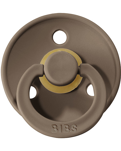 BIBS Colour Pacifier - Round Nipple in Latex - Set of 2 - Dark Oak and Dark Oak - BPA & PVC Free Dummies & Soothers