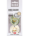 BIBS Colour Pacifier - Round Nipple in Latex - Set of 2 - Ivory and Sage - BPA & PVC Free Dummies & Soothers