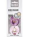 BIBS Colour Pacifier - Round Nipple in Latex - Set of 2 - Lavender and Baby Pink - BPA & PVC Free Dummies & Soothers
