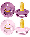 BIBS Colour Pacifier - Round Nipple in Latex - Set of 2 - Lavender and Baby Pink - BPA & PVC Free Dummies & Soothers