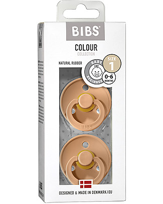 BIBS Colour Pacifier - Round Nipple in Latex - Set of 2 - Peach and Peach - BPA & PVC Free Dummies & Soothers