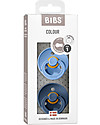 BIBS Colour Pacifier - Round Nipple in Latex - Set of 2 - Sky Blue and Steel Blue - BPA & PVC Free Dummies & Soothers