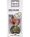 BIBS Colour Pacifier - Round Nipple in Latex - Set of 2 - Woodchuck and Hunter Green - BPA & PVC Free Dummies & Soothers
