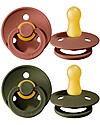 BIBS Colour Pacifier - Round Nipple in Latex - Set of 2 - Woodchuck and Hunter Green - BPA & PVC Free Dummies & Soothers