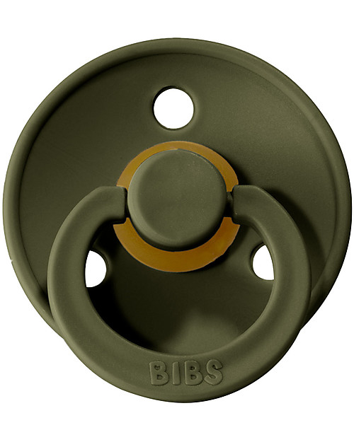 BIBS Colour Pacifier - Round Nipple in Latex - Set of 2 - Woodchuck and Hunter Green - BPA & PVC Free Dummies & Soothers