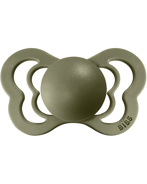 BIBS Couture Pacifier - Anatomical Nipple in Latex - Set of 2 - Honey Bee and Olive - BPA & PVC Free Dummies & Soothers