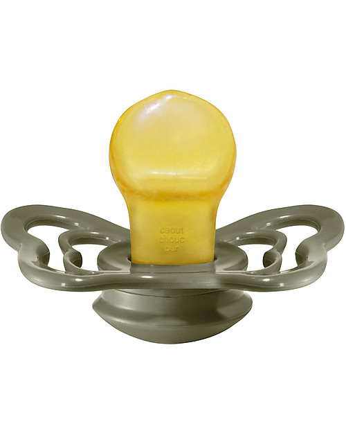BIBS Couture Pacifier - Anatomical Nipple in Latex - Set of 2 - Honey Bee and Olive - BPA & PVC Free Dummies & Soothers