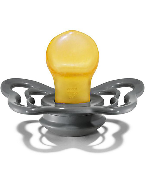 BIBS Couture Pacifier - Anatomical Nipple in Latex - Set of 2 - Iron and Baby Blue - BPA & PVC Free Dummies & Soothers