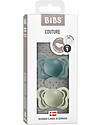 BIBS Couture Pacifier - Anatomical Nipple in Latex - Set of 2 - Island Sea and Sage - BPA & PVC Free Dummies & Soothers