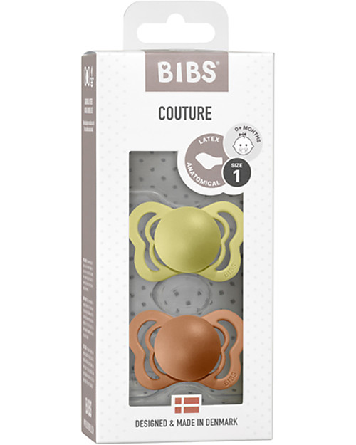 BIBS Couture Pacifier - Anatomical Nipple in Latex - Set of 2 - Meadow and Earth - BPA & PVC Free Dummies & Soothers