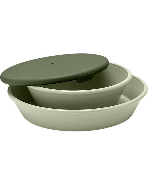 BIBS Dinner Set - Sage - Flat Plate + Bowl with Lid Meal Sets