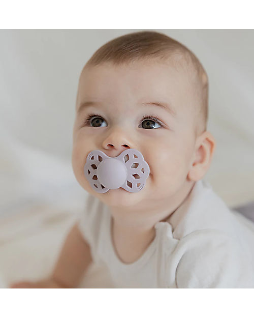 BIBS Infinity Pacifier - Anatomical Nipple in Silicone - Set of 2 - Blossom/Dusky Lilac - No PBA and PVC! Dummies & Soothers