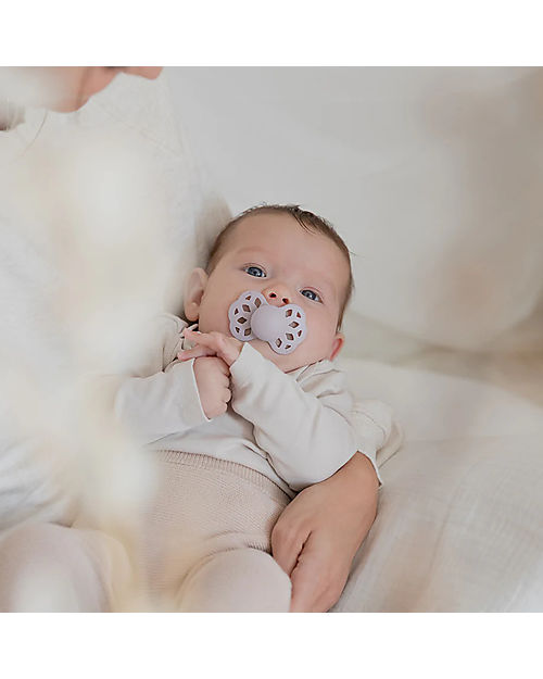 BIBS Infinity Pacifier - Anatomical Nipple in Silicone - Set of 2 - Blossom/Dusky Lilac - No PBA and PVC! Dummies & Soothers