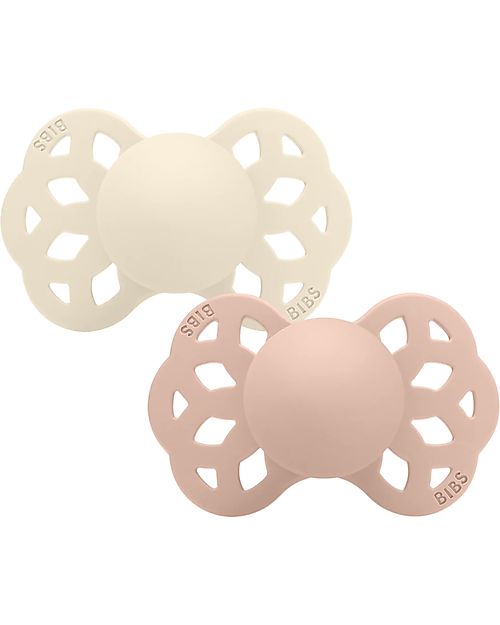 BIBS Infinity Pacifier - Anatomical Nipple in Silicone - Set of 2 - Ivory/Blush - No PBA and PVC! Dummies & Soothers