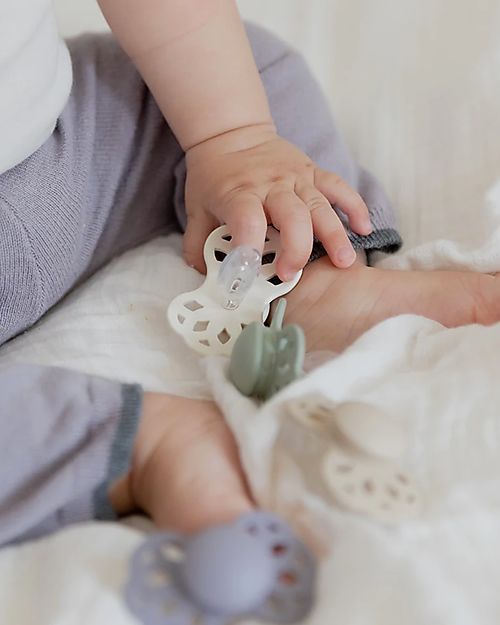 BIBS Infinity Pacifier - Anatomical Nipple in Silicone - Set of 2 - Ivory/Sage - No PBA and PVC! Dummies & Soothers
