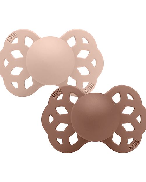 BIBS Infinity Pacifier - Anatomical Nipple in Silicone - Set of 2 - Woodchuck/Blush - No PBA and PVC! Dummies & Soothers