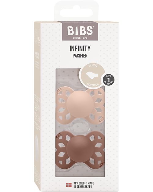 BIBS Infinity Pacifier - Anatomical Nipple in Silicone - Set of 2 - Woodchuck/Blush - No PBA and PVC! Dummies & Soothers