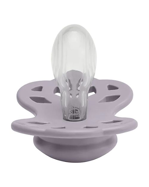 BIBS Infinity Pacifier - Symmetrical Nipple in Silicone - Set of 2 - Fossil Grey/Mauve - No PBA and PVC! Dummies & Soothers