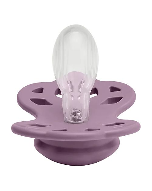 BIBS Infinity Pacifier - Symmetrical Nipple in Silicone - Set of 2 - Fossil Grey/Mauve - No PBA and PVC! Dummies & Soothers