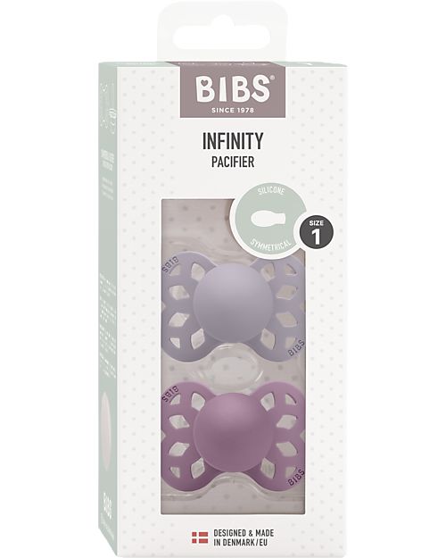 BIBS Infinity Pacifier - Symmetrical Nipple in Silicone - Set of 2 - Fossil Grey/Mauve - No PBA and PVC! Dummies & Soothers