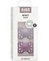 BIBS Infinity Pacifier - Symmetrical Nipple in Silicone - Set of 2 - Fossil Grey/Mauve - No PBA and PVC! Dummies & Soothers