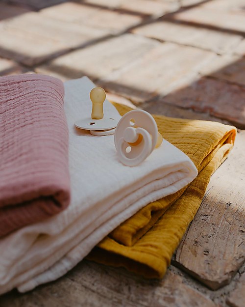 BIBS Muslin Swaddle Blanket 100% GOTS Cotton - Ivory - 120x120cm Muslin Swaddle