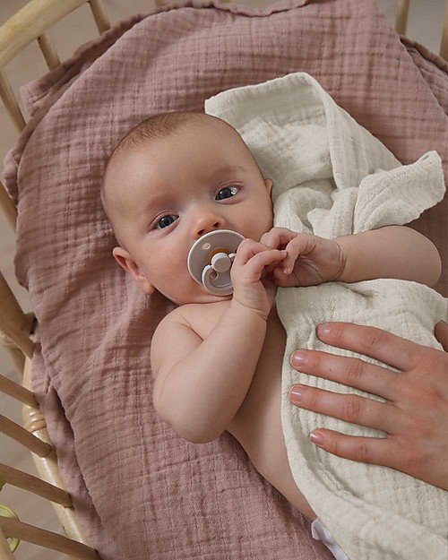BIBS Muslin Swaddle Blanket 100% GOTS Cotton - Ivory - 120x120cm Muslin Swaddle
