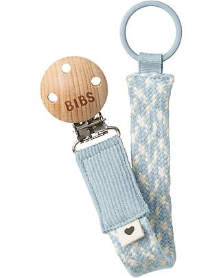 BIBS Paci Clip Pacifier Clip - Baby Blue and Ivory - 100%GOTS Organic Cotton! Dummies & Soothers