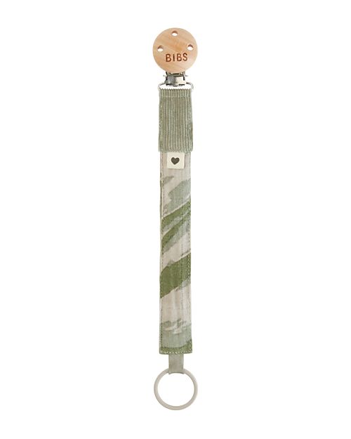 BIBS Paci Clip Pacifier Clip - Green Camo - 100% GOTS Organic Cotton! Pacifier Chains