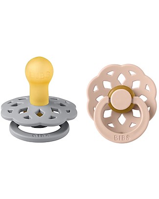 Bibs Set of 2 Boheme Pacifiers - Cloud&Blush - Soft Natural Rubber Nipple - BPA & PVC Free Dummies & Soothers