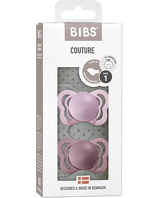 Bibs Set of 2 Couture Pacifiers - Dusky Lilac & Heather - Natural Rubber - BPA & PVC Free - Made in Denmark Dummies & Soothers