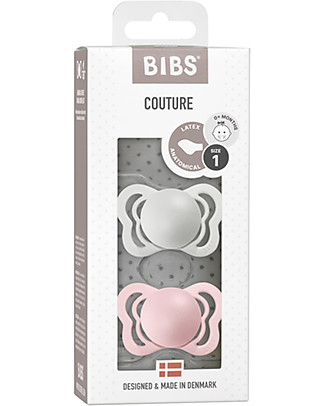 Bibs Set of 2 Couture Pacifiers - Haze & Blossom - Natural Rubber - BPA & PVC Free - Made in Denmark Dummies & Soothers