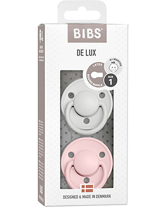 Bibs Set of 2 De Lux Pacifiers - Haze and Blossom - Natural Rubber - BPA & PVC Free - Made in Denmark Dummies & Soothers