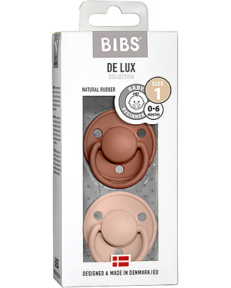 Bibs Set of 2 De Lux - Woodchuck & Blush - Natural Latex - BPA & PVC free - Made in Denmark Dummies & Soothers