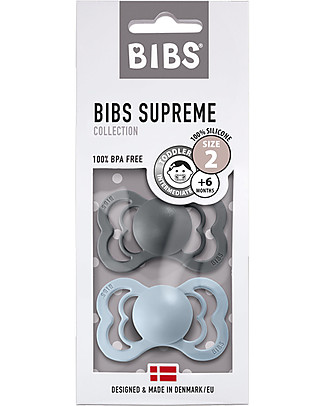 Bibs Set of 2 Supreme Bibs - Iron/Baby Blue - Silicone - BPA & PVC free - Made in Denmark Dummies & Soothers