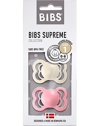 Bibs Set of 2 Supreme Bibs - Ivory/Baby Pink - Silicone - BPA & PVC free - Made in Denmark Dummies & Soothers