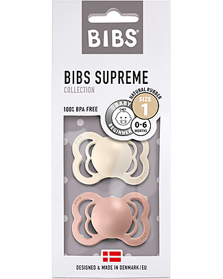 Bibs Set of 2 Supreme- Ivory & Blush - Natural Latex - BPA & PVC free - Made in Denmark Dummies & Soothers