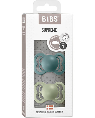 Bibs Set of 2 Supreme Pacifiers- Island Sea & Sage - Silicone - BPA & PVC free - Made in Denmark Dummies & Soothers