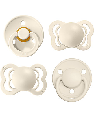 Bibs Set of 4 Pacifiers Try-it Collection - Ivory - BPA & PVC Free Dummies & Soothers