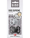 BIBS Supreme Pacifier - Symmetrical Nipple in Latex - Set of 2 - Cloud and Black - BPA & PVC Free Dummies & Soothers