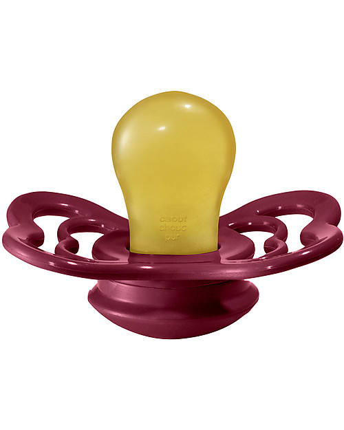 BIBS Supreme Pacifier - Symmetrical Nipple in Latex - Set of 2 - Coral and Ruby - BPA & PVC Free Dummies & Soothers