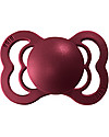 BIBS Supreme Pacifier - Symmetrical Nipple in Latex - Set of 2 - Coral and Ruby - BPA & PVC Free Dummies & Soothers